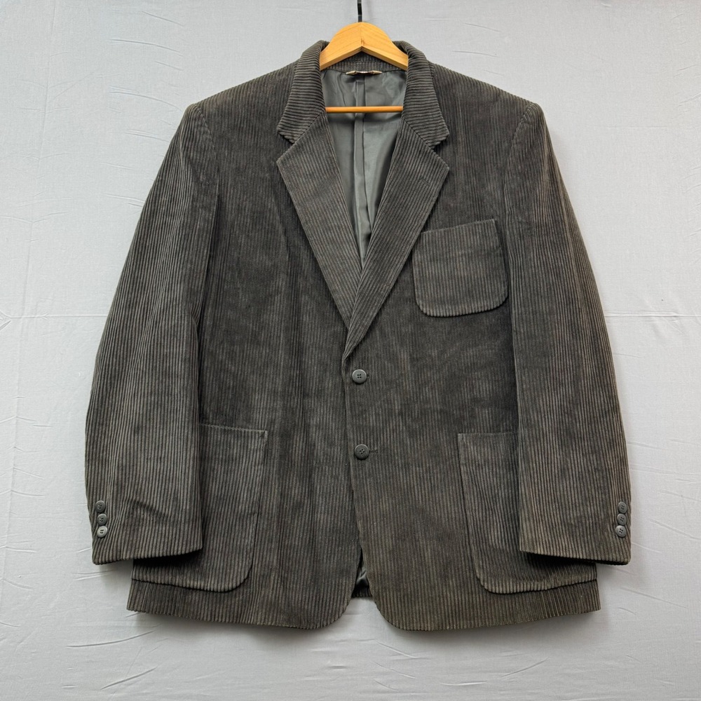 Duke Haband Mens Corduroy Blazer Sport Coat Brown 42R Wide Wale Patch Pocket